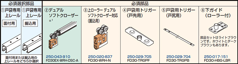 FD30EX 戸袋対応／デュアルソフトクローザー仕様 標準仕様例