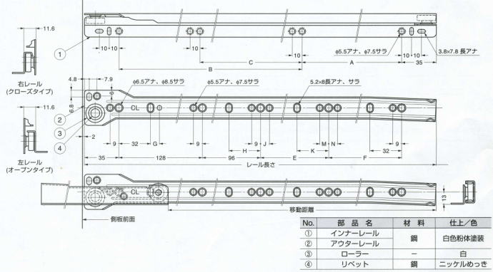 ｌａｎｐ スライドレール 引出し底付けタイプ の販売